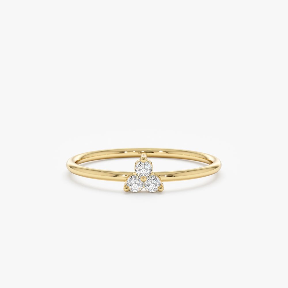 925 Sterling Silver Triple Diamond Cluster Ring