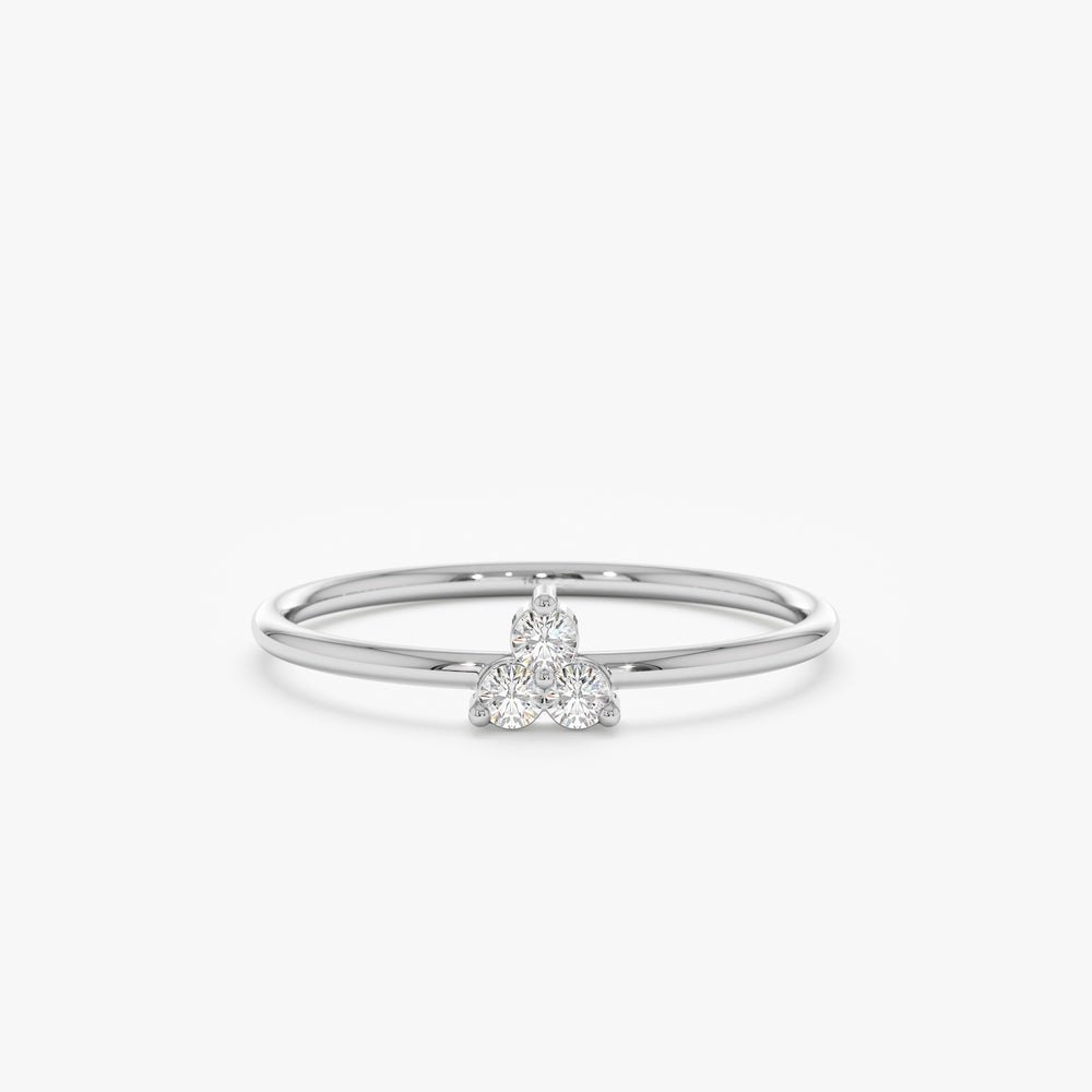 925 Sterling Silver Triple Diamond Cluster Ring - Image 2