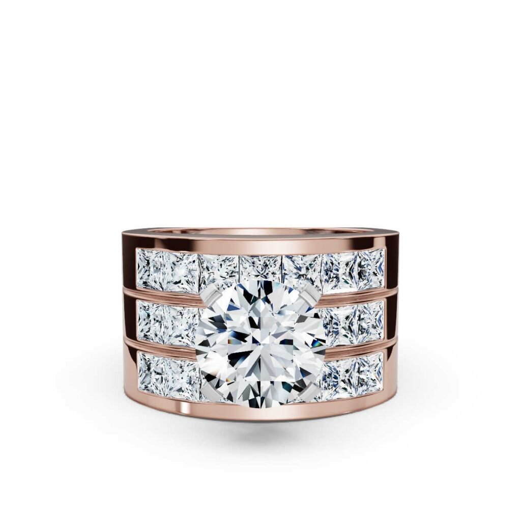 925 Sterling Silver Triple Shank Diamond Ring