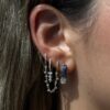 925 Sterling Silver Triple Trio Diamond Hoop Earring - Image 3
