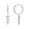 925 Sterling Silver Triple Trio Diamond Hoop Earring - Image 5