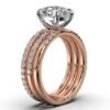 925 Sterling Silver Tripple Row Band Diamond Engagement Ring - Image 5