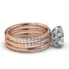 925 Sterling Silver Tripple Row Band Diamond Engagement Ring - Image 6