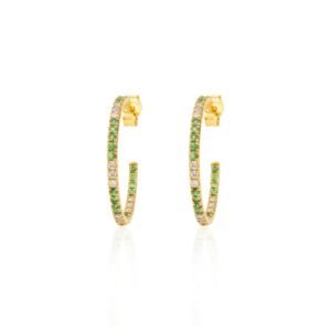 925 Sterling Silver Tsavorite C-Hoop Earrings