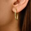 925 Sterling Silver Tsavorite C-Hoop Earrings - Image 4