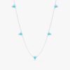 925 Sterling Silver Turquoise Diamond Station Necklace - Image 4