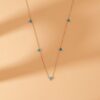 925 Sterling Silver Turquoise Diamond Station Necklace - Image 5