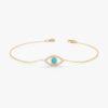 925 Sterling Silver Turquoise & Diamonds Eye Bracelet