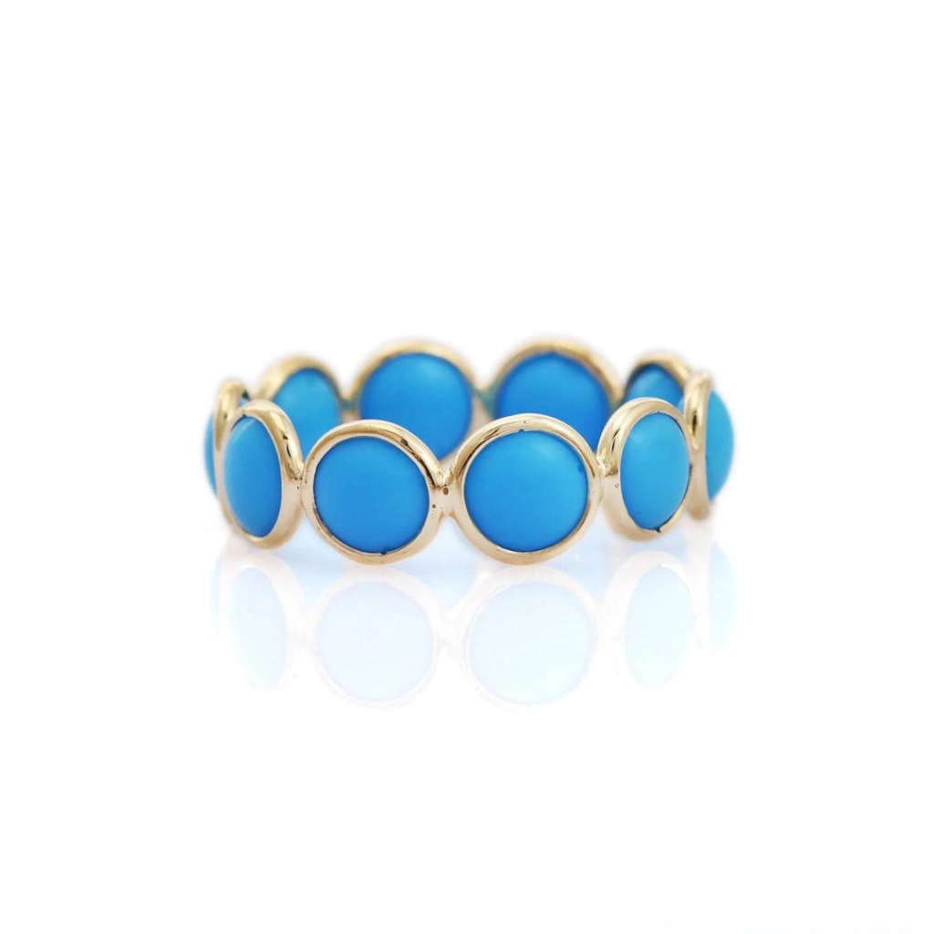 925 Sterling Silver Turquoise Eternity Band