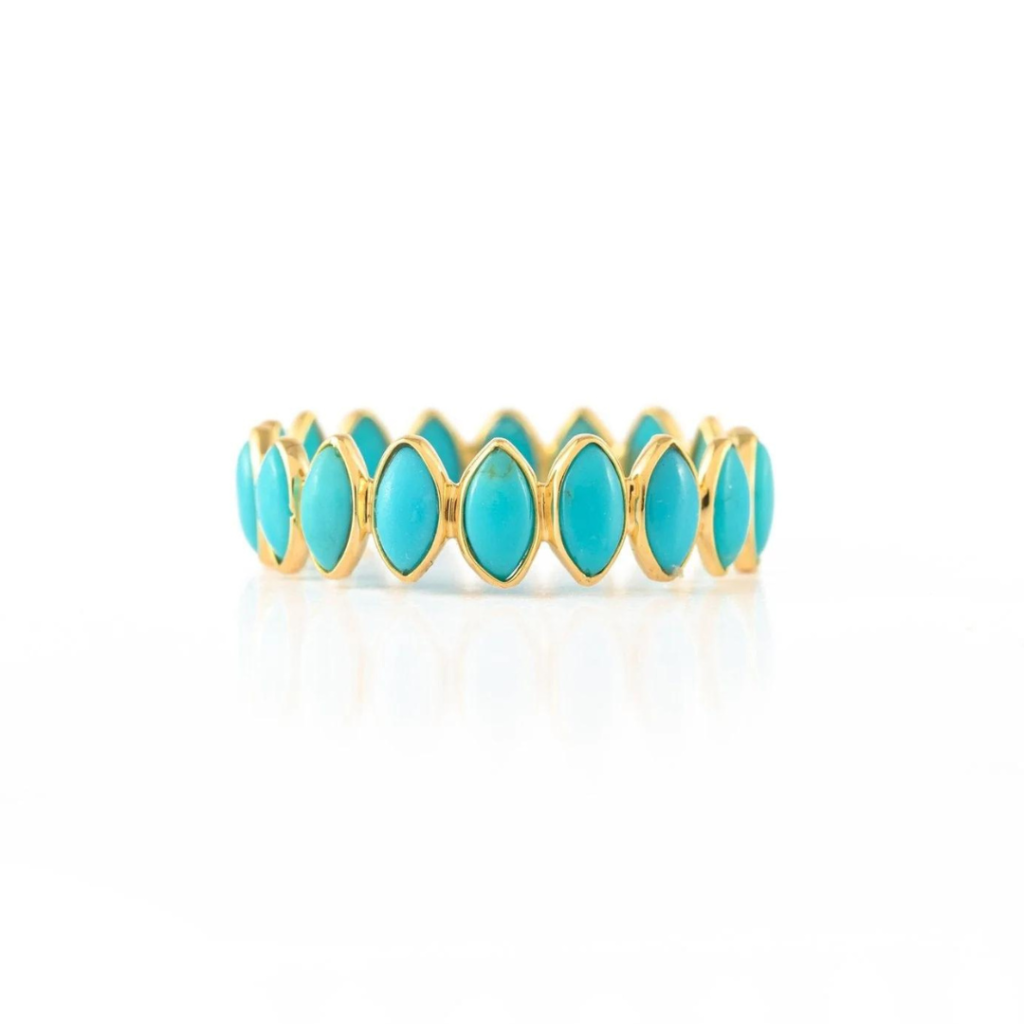 925 Sterling Silver Turquoise Gemstone Eternity Band