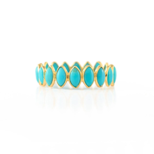 925 Sterling Silver Turquoise Gemstone Eternity Band