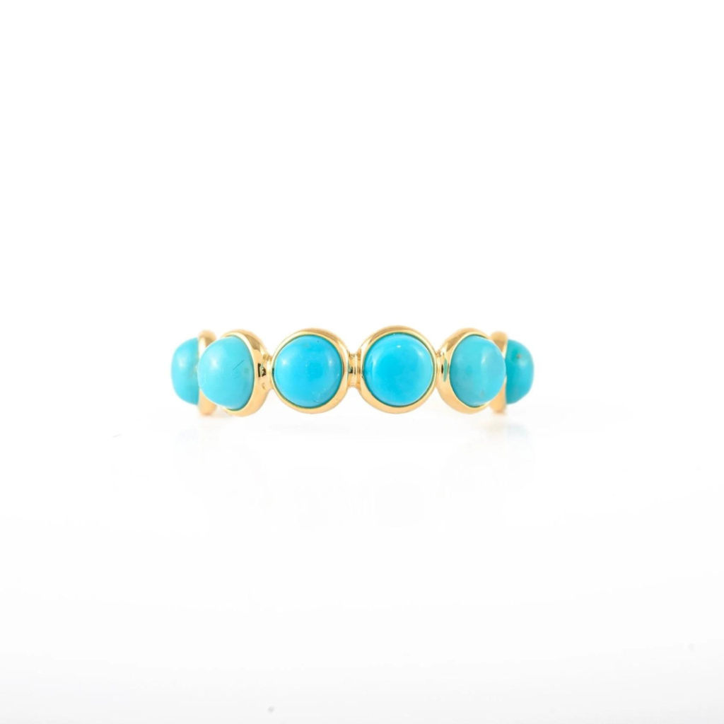 925 Sterling Silver Turquoise Half Eternity Band