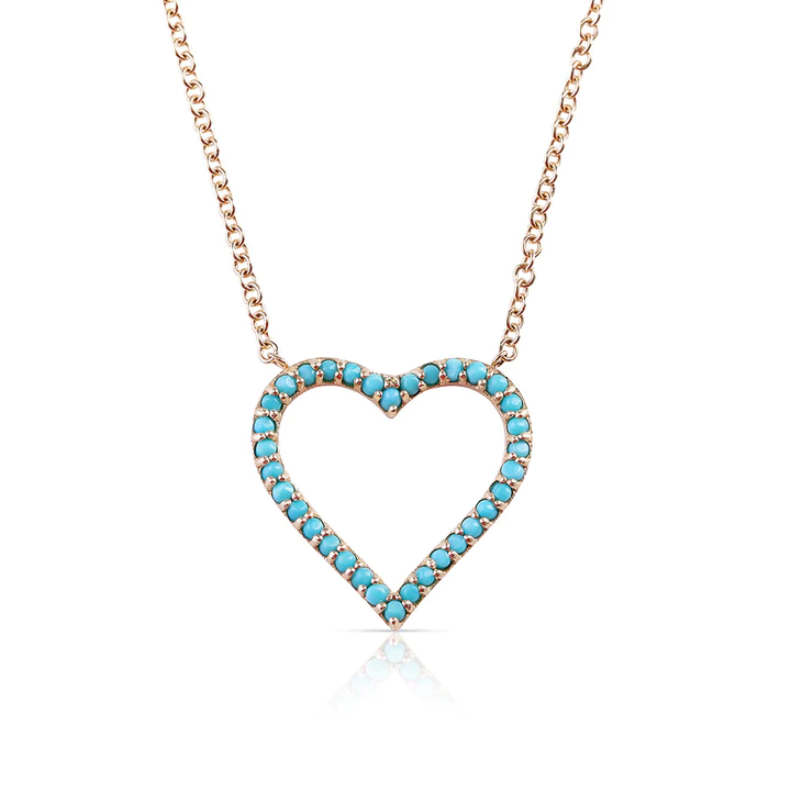 925 Sterling Silver Turquoise Heart Necklace
