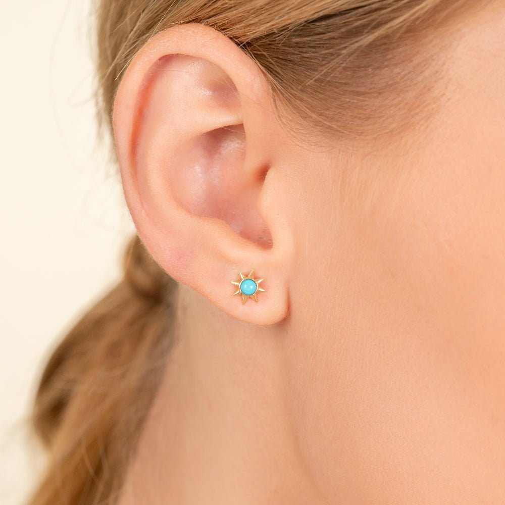 925 Sterling Silver Turquoise Sun Studs