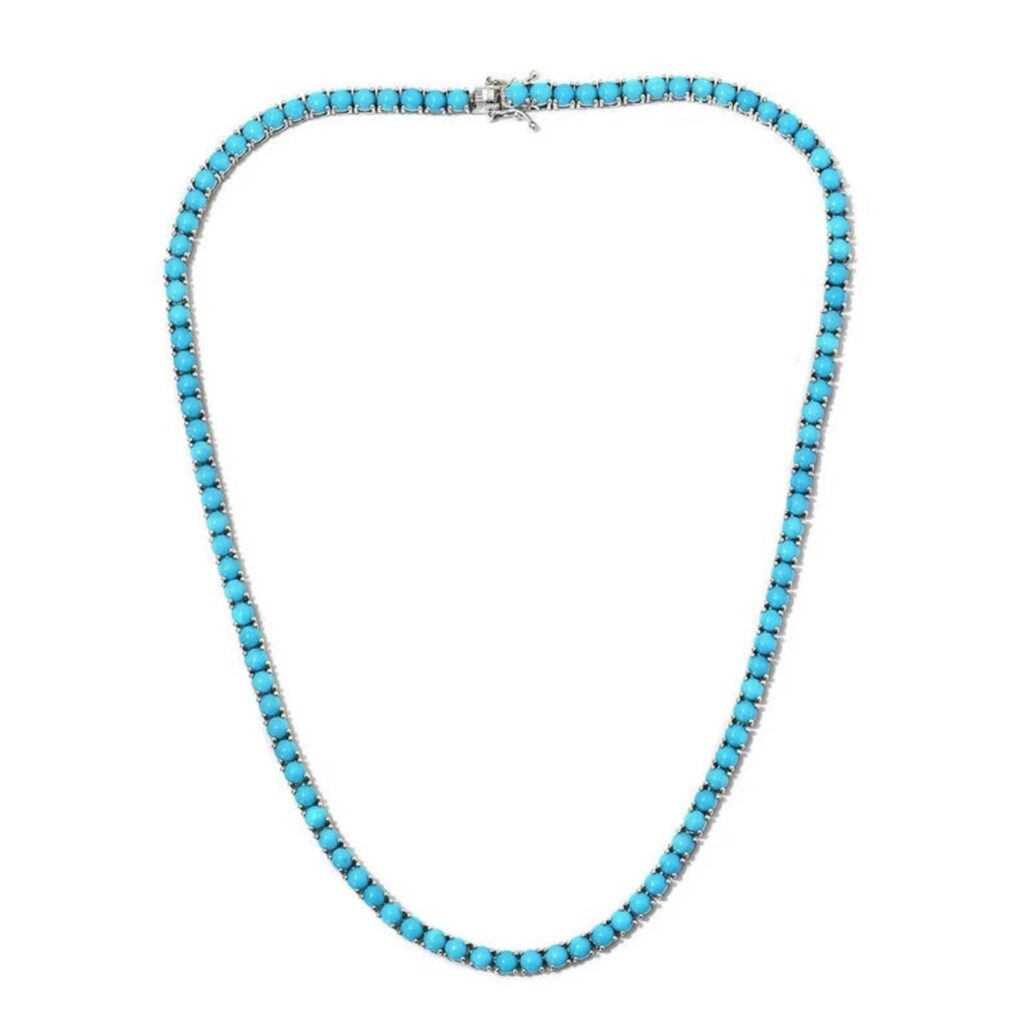 925 Sterling Silver Turquoise Tennis Necklace