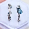 925 Sterling Silver Twig Leaf Engagement Ring Set With Teal Blue Montana Sapphire - Image 4