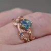 925 Sterling Silver Twig Leaf Engagement Ring - Image 4
