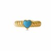 925 Sterling Silver Twist Heart Turquoise Ring