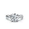 Twist shank sterling silver engagement ring with diamond-inspired centre stone