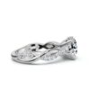 Engagement ring with graceful twist shank and eye-catching profile