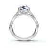 Slim 1.8 mm band sterling silver engagement ring with pave detail