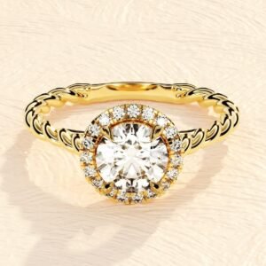 Twisted Band 2ct Diamond Engagement Halo Ring