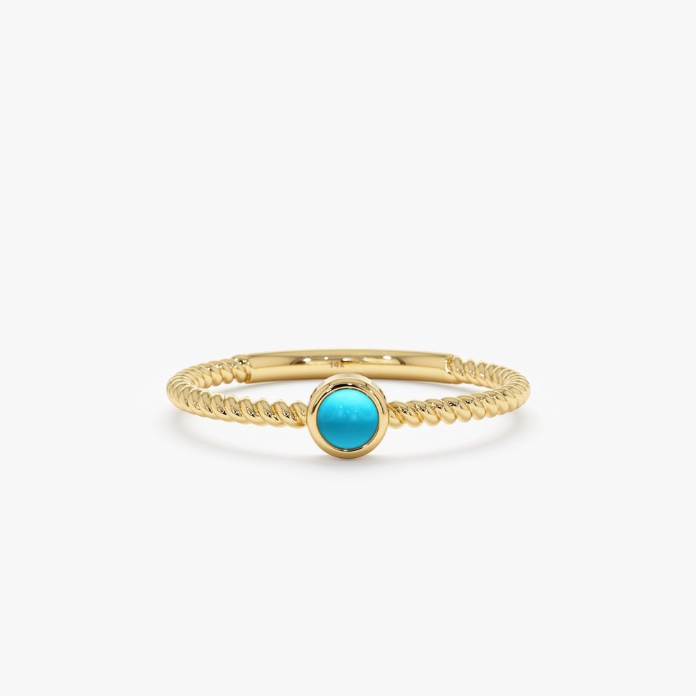 925 Sterling Silver Twisted Band Turquoise Ring