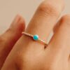 925 Sterling Silver Twisted Band Turquoise Ring - Image 4