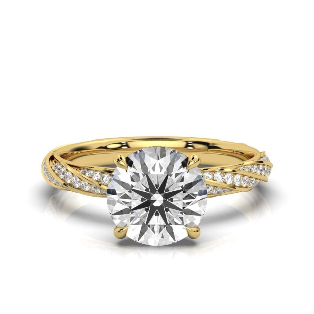 925 Sterling Silver Twisted Diamond Engagement Ring