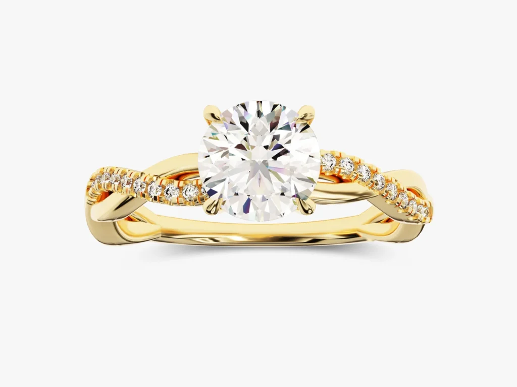 925 Sterling Silver Twisted Side Stone Diamond Engagement Ring 1 CT Promise Ring