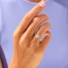 925 Sterling Silver Twisted Side Stone Diamond Engagement Ring 1 CT Promise Ring - Image 3