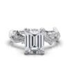 925 Sterling Silver Twisted Vines Three Stone Round Diamond Engagement Ring