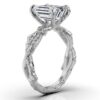 925 Sterling Silver Twisted Vines Three Stone Round Diamond Engagement Ring - Image 4