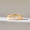 Gold-plated sterling silver ring with pave-set CZ diamonds