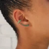 925 Sterling Silver Two Row Emerald Ear Cuff - Image 2