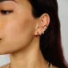925 Sterling Silver Two row ruby ear cuffs - Image 2