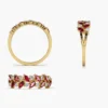 Two-row ring with ruby and diamond CZ stones