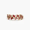 Sterling silver ring featuring marquise-cut ruby accents
