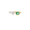 925 Sterling Silver Two Stone Emerald & Diamond Ring