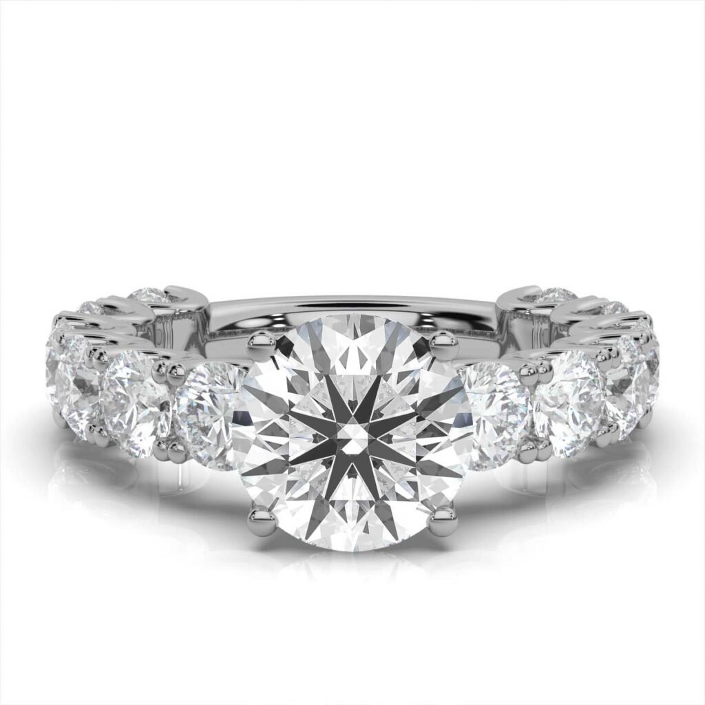 925 Sterling Silver U Shape Diamond Engagement Ring