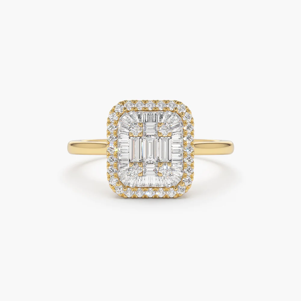 925 Sterling Silver Unique Baguette Diamond Statement Ring