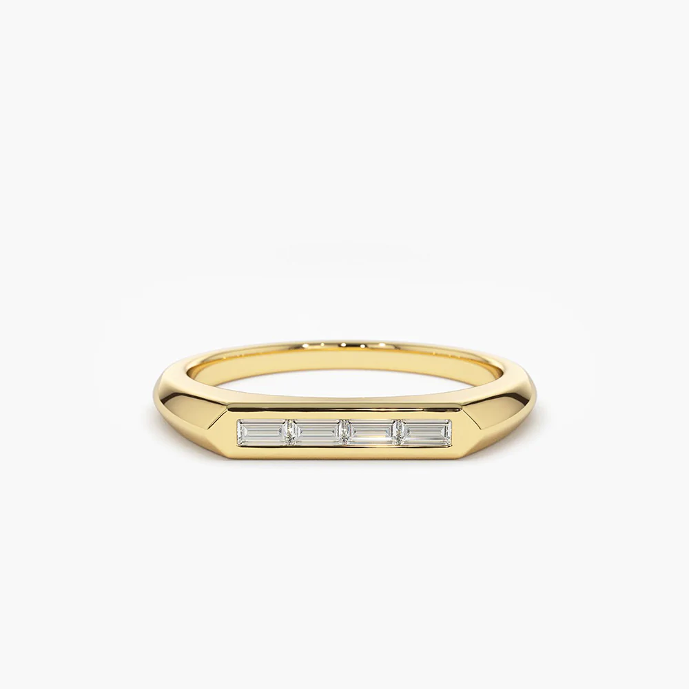 925 Sterling Silver Unique Baguette Stackable Ring