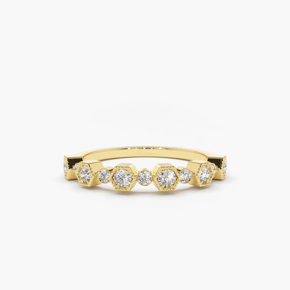 925 Sterling Silver Unique Diamond Anniversary Ring