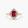 Ring featuring a 0.75 ctw ruby and baguette-style diamonds