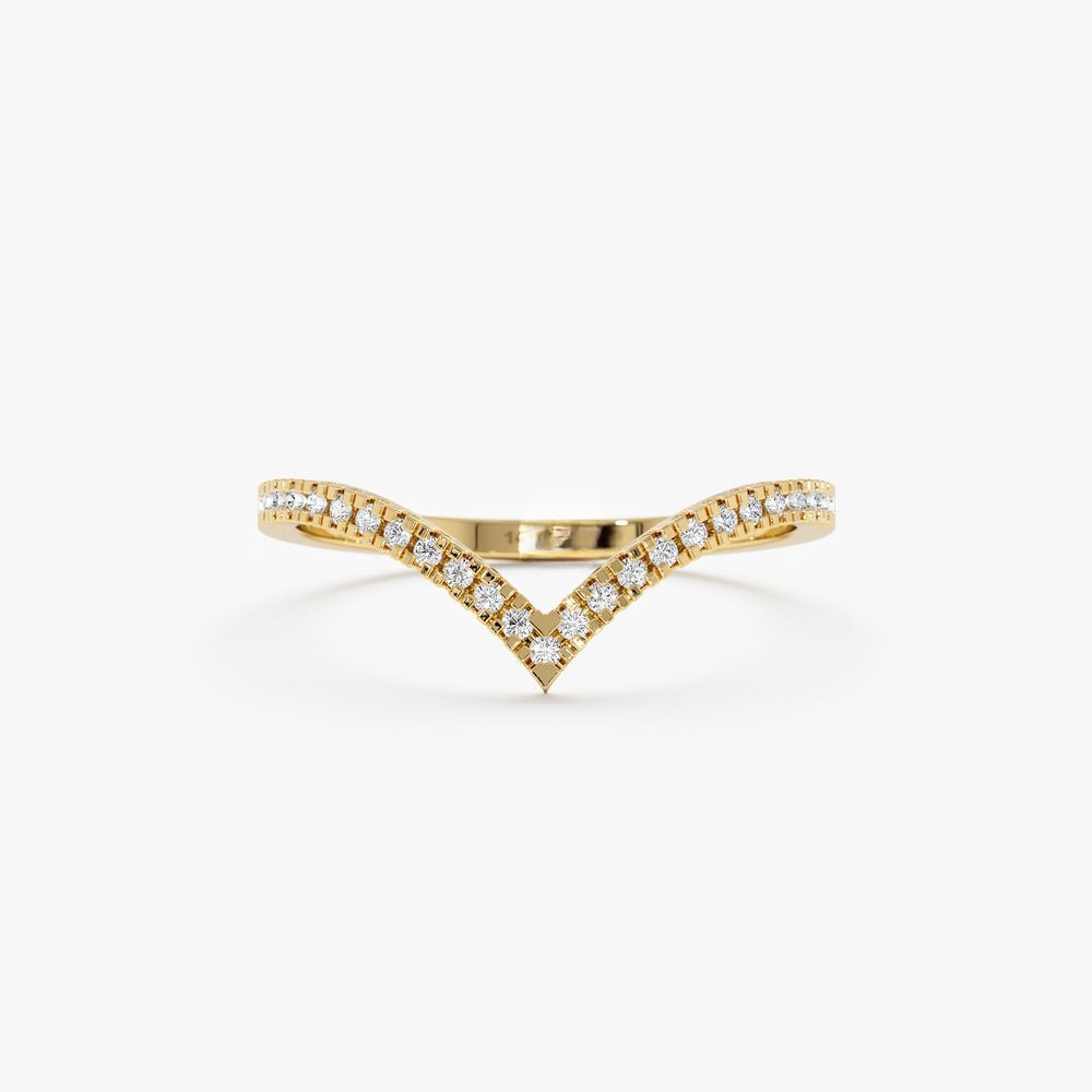 925 Sterling Silver V Shape Diamond Nesting Ring