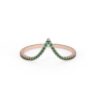 925 Sterling Silver V Shape Emerald Wedding Band