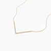 925 Sterling Silver V shaped chevron necklace with diamond-like stones