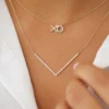 Sterling silver chevron necklace with sparkling pave detailing