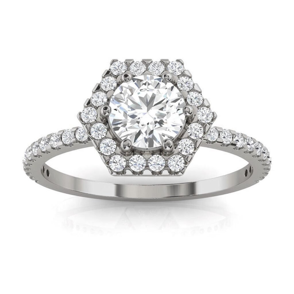 925 Sterling Silver Victorian Halo Diamond Engagement Ring