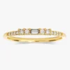 Baguette cut wedding ring with refined pave stone setting
